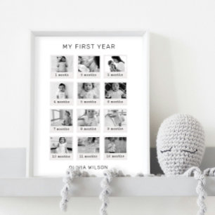 My First Year Poster Black & White