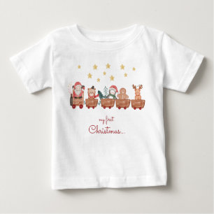 My firsy christmas watercolor christmas train kid baby T-Shirt