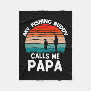 My Fishing Buddy Calls Me Papa Retro Vintage Grand Fleece Blanket