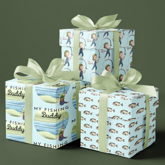 My Fishing Buddy Wrapping Paper Sheets (Celebrate a special child's birthday with this cute, "My fishing buddy" wrapping paper set! )