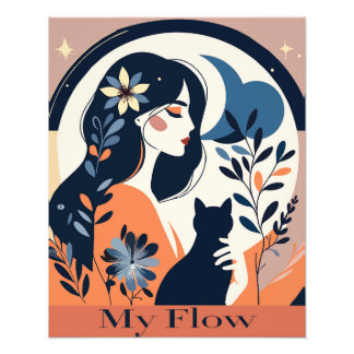 My Flow – Feminine Art Print with Cat & Nature