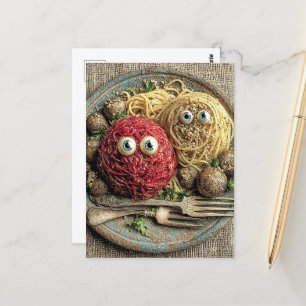 My food is looking at me postcard