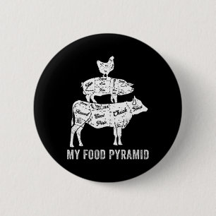 My Food Pyramid Carnivore Grilling Steak Cooking B 6 Cm Round Badge