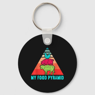 My Food Pyramid Cow Pig Chicken Funny Bbq Smoker B Key Ring