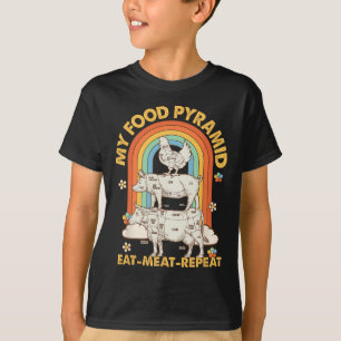 My Food Pyramid Eat Meat Repeat Retro Vintage Bbq  T-Shirt