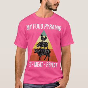 My Food Pyramid Eat Meat Repeat Retro Vintage Funn T-Shirt