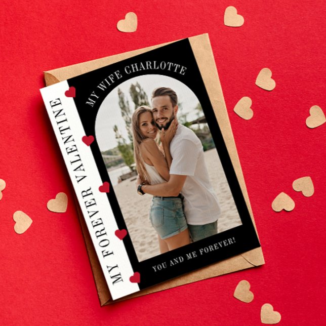 My forever Valentine modern stylish photo  Holiday Card (Creator Uploaded)