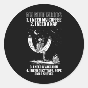 My Four Moods Halloween Costume Skeleton Drinking Classic Round Sticker