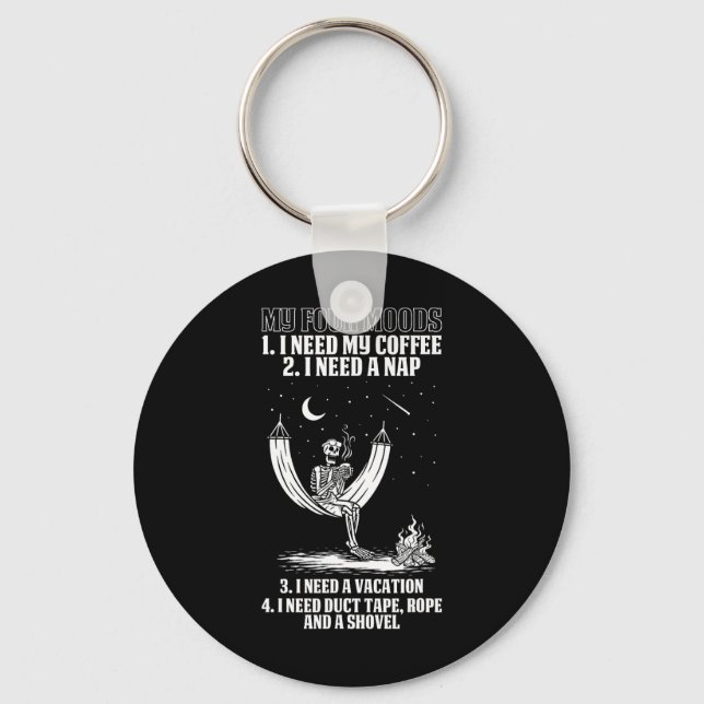 My Four Moods Halloween Costume Skeleton Drinking  Key Ring (Front)