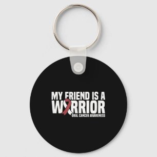 My Friend Is A Warrior Burgundy White Oral Cancer Key Ring