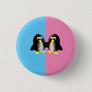 My friend the penguin , gender reveal party 3 cm round badge