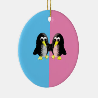 My friend the penguin , gender reveal party ceramic tree decoration