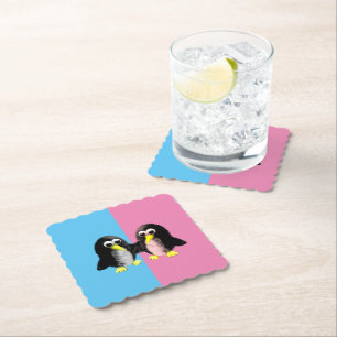 My friend the penguin , gender reveal party paper paper coaster