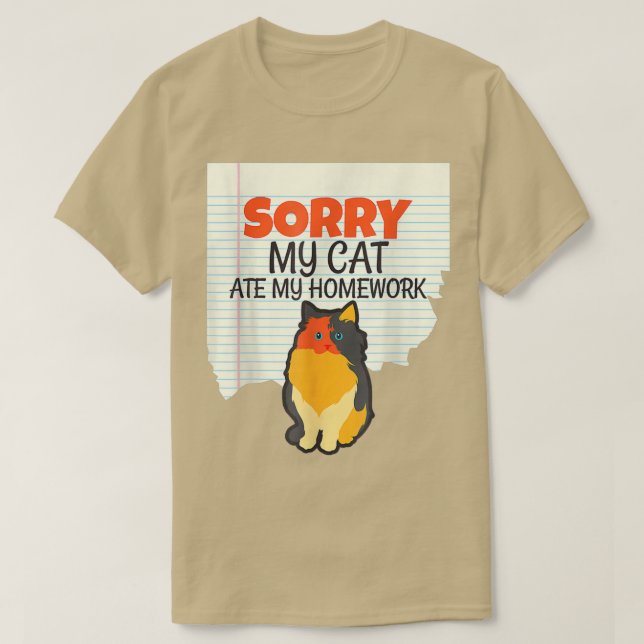 My Funny Cat ate my Homework Kids, Teacher Back to T-Shirt (Design Front)