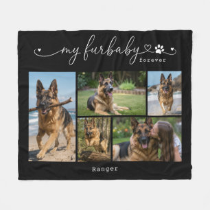 My Furbaby Forever Black Pet Five Photo Keepsake Fleece Blanket