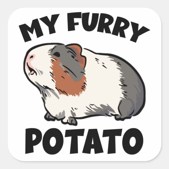 My furry potato guinea pig square sticker (Front)