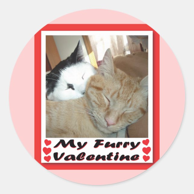 My Furry Valentine Classic Round Sticker (Front)