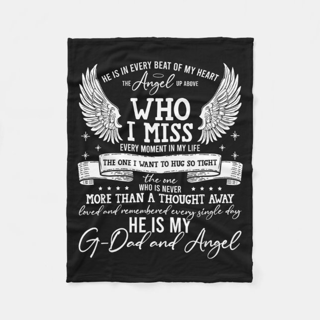 My G-dad Is My Guardian Angel In Heaven, Grief To  Fleece Blanket (Front)