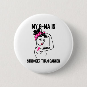 My G-ma Is Stronger Than Cancer Breast Cancer 6 Cm Round Badge