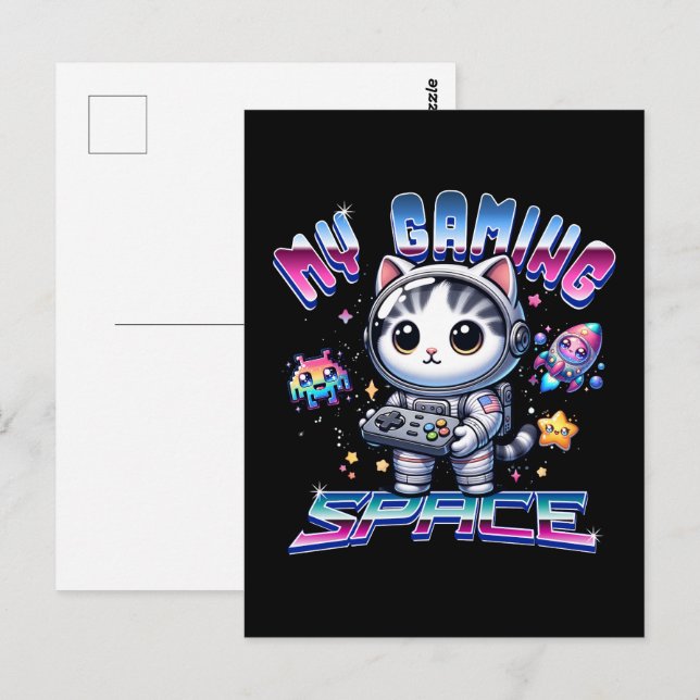 MY GAMING SPACE - KAWAII SPACE CAT POSTCARD (Front/Back)