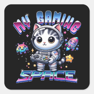 MY GAMING SPACE - KAWAII SPACE CAT SQUARE STICKER