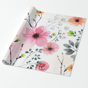 My Garden Flowers (watercolor technique) Wrapping Paper