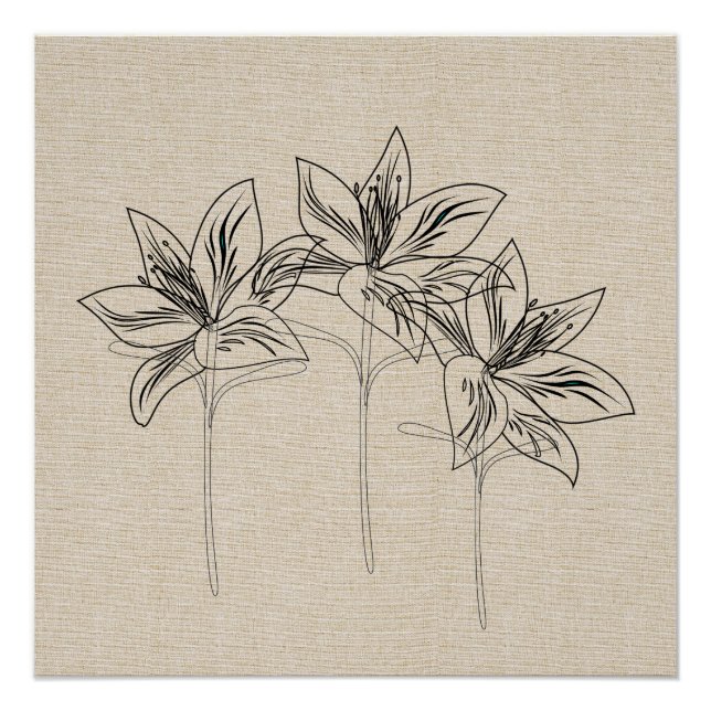 My Garden Lily Drawing Canvas Collage Poster (Front)