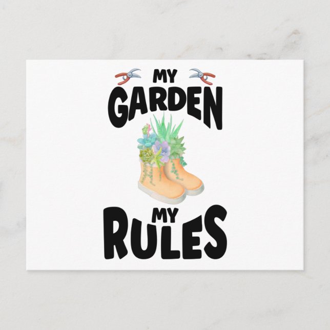 My Garden My Rules Rubber Boots Garden Postcard (Front)
