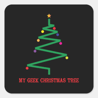 My Geek Christmas Tree Square Sticker