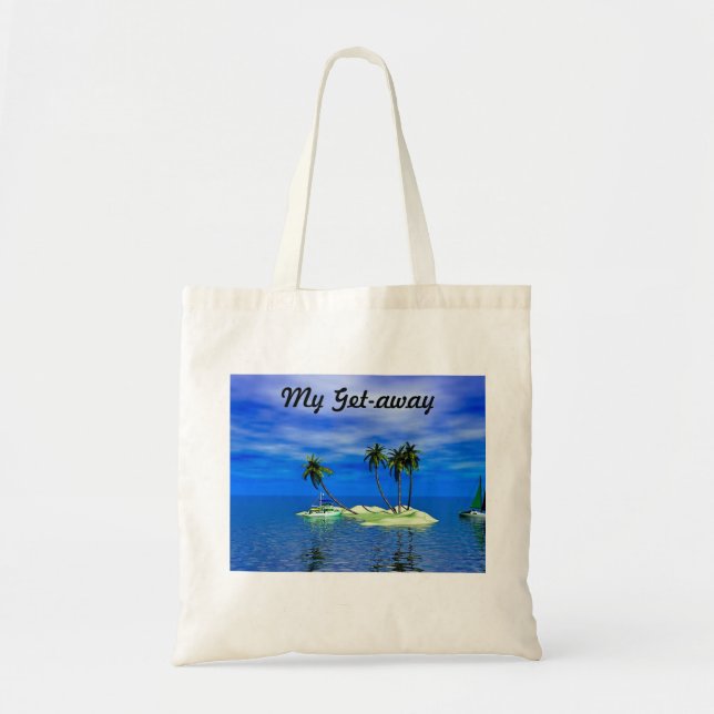 My Get-Away Tropical Island Beach Tote Bag (Front)