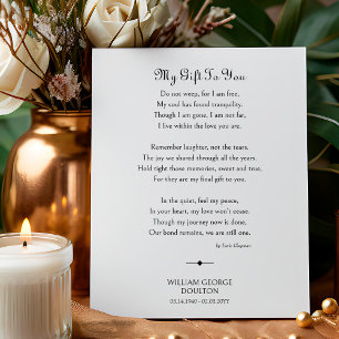 My Gift to You Funeral Poem Memorial Poster
