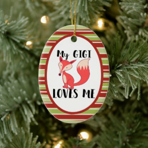 My Gigi Loves Me Cute Fox Ceramic Tree Decoration