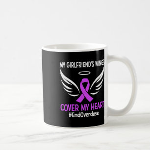 My Girlfriend's Wings Cover My Heart Purple Ribbon Coffee Mug