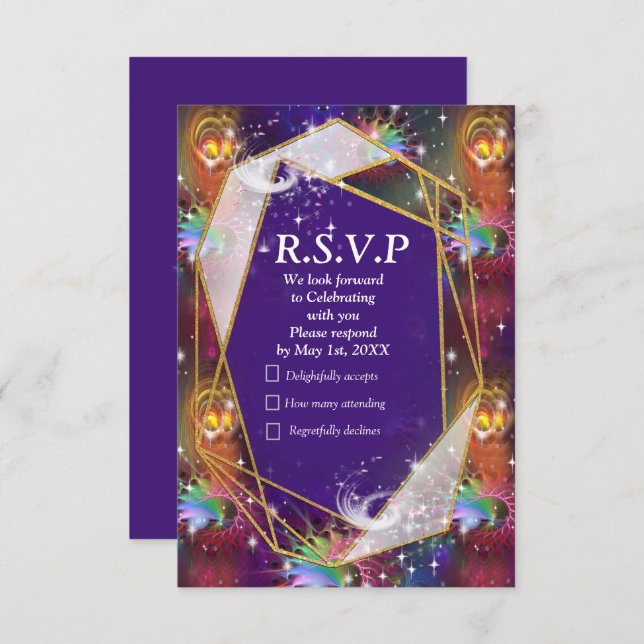My Glamourous Funky Disco design RSVP Card (Front/Back)