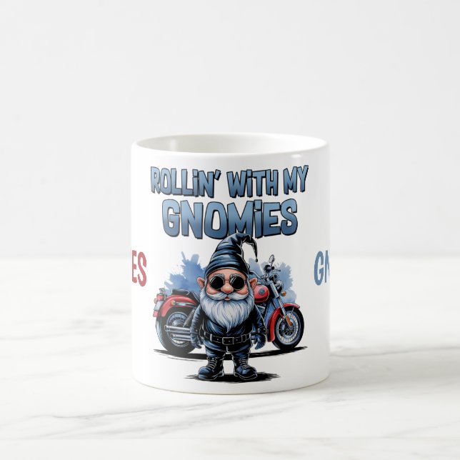 My Gnomies Funny Motorcycle Gnome Coffee Mug (Center)