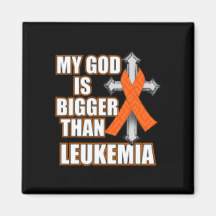 My God Is Bigger Than Leukaemia Orange Ribbon Gif Magnet