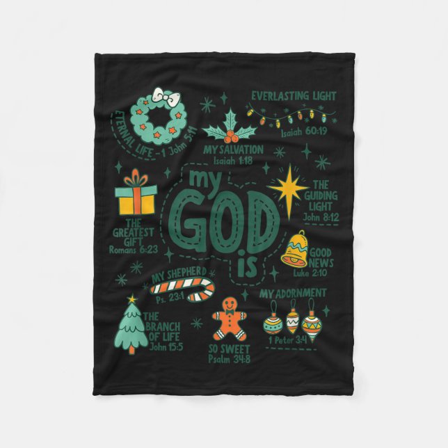 My God Is Christmas Jesus Is The Reason Faith Chri Fleece Blanket (Front)