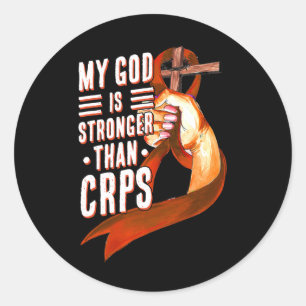 My God Is Stronger Than Crps Awareness Month Orang Classic Round Sticker