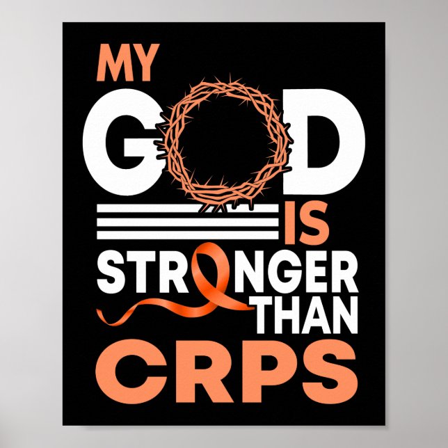 My God Is Stronger Than CRPS Awareness Ribbon Poster (Front)