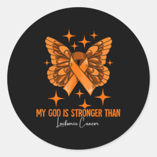 My God Is Stronger Than Leukaemia Awareness  Classic Round Sticker