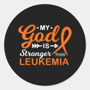 My God is Stronger Than Leukemia Awareness Warrior Classic Round Sticker