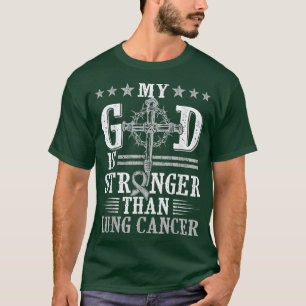 My God Is Stronger Than Lung Cancer, Cross & Ribbo T-Shirt