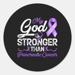 My God Is Stronger Than Pancreatic Breast Cancer A Classic Round Sticker