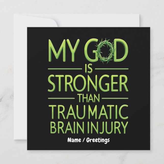My God is Stronger Than Traumatic Brain Injury Invitation (Front)