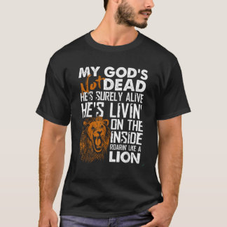 My God s Not Dead Lion Christian Christ Cross Fait T-Shirt