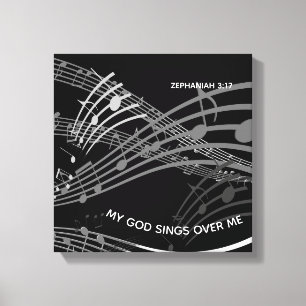 My God Sings Over Me Zephaniah 3:17 Black Music Canvas Print