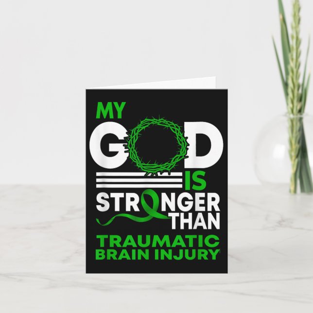 My God Stronger Than Traumatic Brain Injury Card (Front)