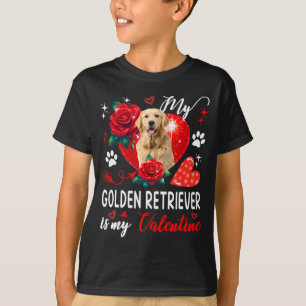 My Golden Retriever Is My Valentine Owner Floral H T-Shirt