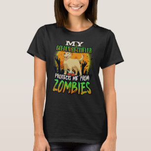 My Golden Retriever Protects Me From Zombies Funny T-Shirt