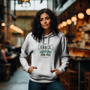 My Grace is Sufficient Scripture Teal Hoodie